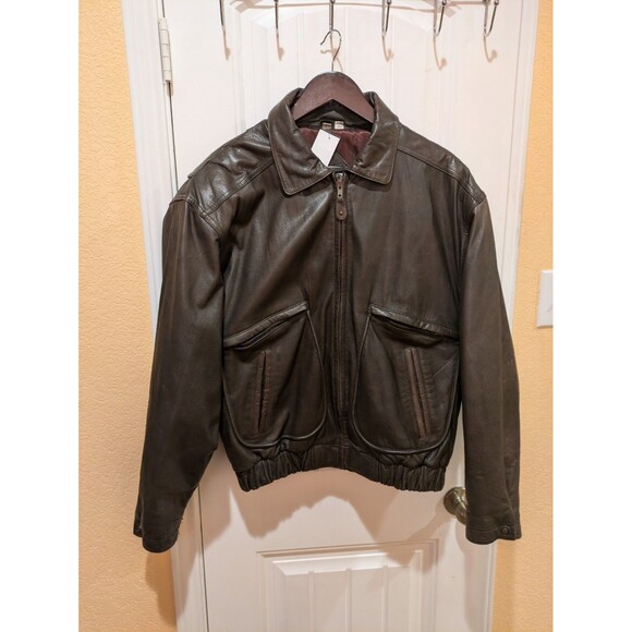 VTG Boulder Ridge Mens L Black Leather Jacket Bomber - Picture 6 of 16